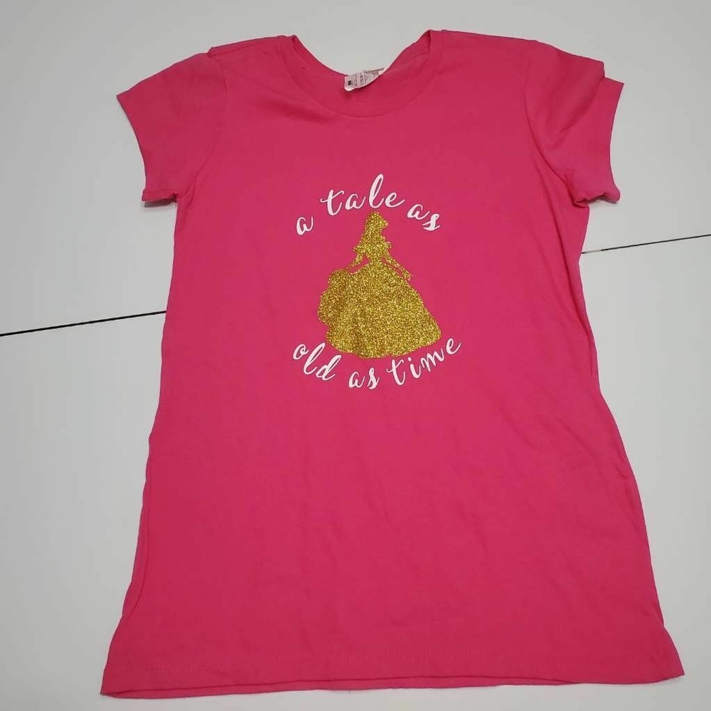 A Tale As Old As Time District Womens The Concert Tee Pink Scoop Neck Pullover L